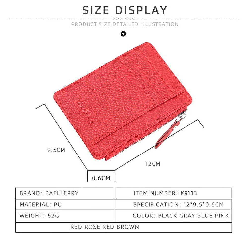 Women's Ultra-Slim Card Wallet - Short Rfid-Free Pu Purse with 8 Card Slots & ID Window