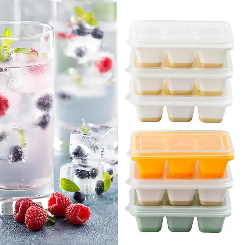 Ice Cube Trays For Freezer 18 Cube Ice Freezer Container Square Ice Trays  With Bin Spill-Resistant Ice Molds Trays Press Type - AliExpress