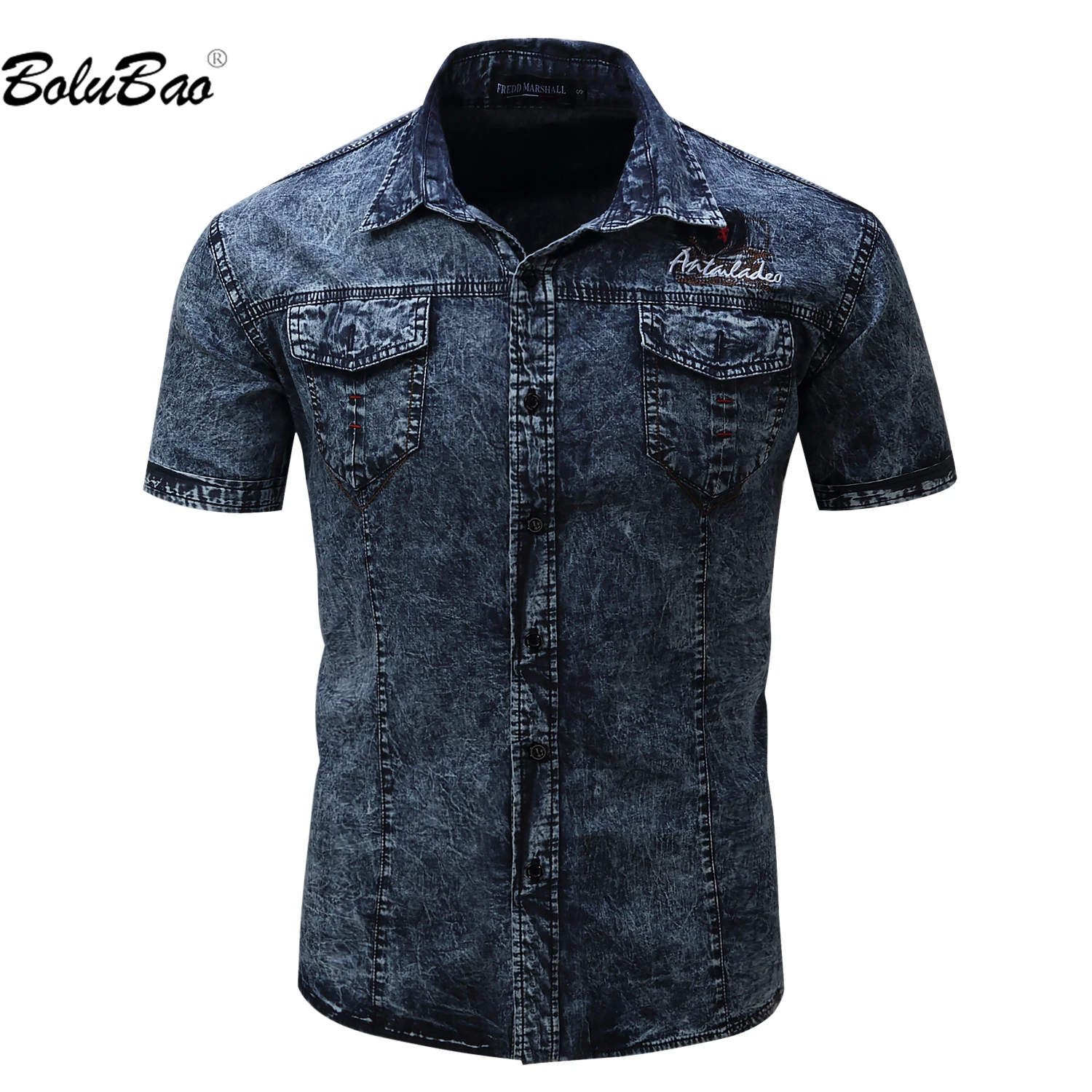

BOLUBAO 2023 Casual Shirt Men's Spring And Summer New Denim Blue Trend Top High-Quality Design Hot Selling Shirt Men