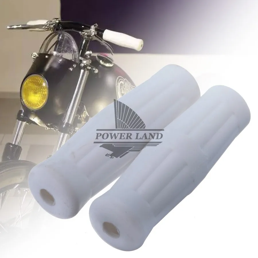 

New Universal 1" Vintage Style Rubber Handle Bar Retro Coke Bottle Style Grip Set White For Yamaha Kawasaki Honda Suzuki 1pair