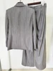 Women Pants Two Piece Sets Women Gray Rhinestone Single Button Blazer + Sparkle Striped Diamonds Pants Suits Evening Party Club 3