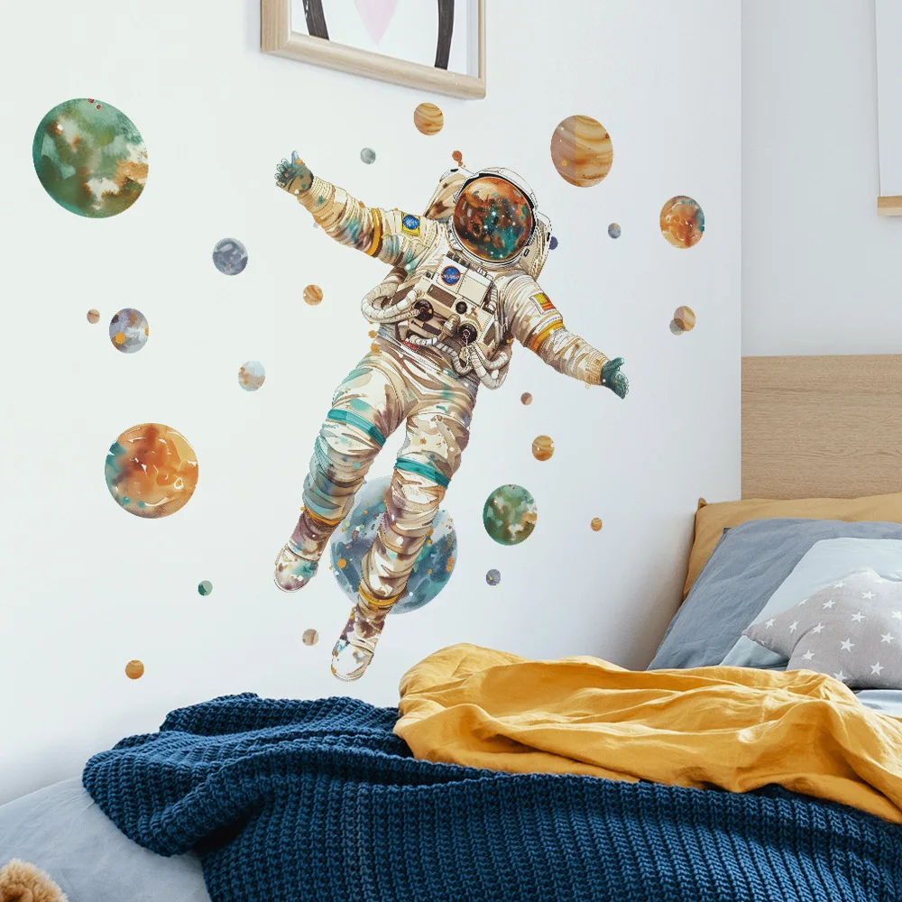 Cartoon Dream Astronaut Planet Wall Stickers Kids Room Background Decor Decals Baby Bedroom Home Decoration Self-adhesive Mural wall stickers,luminous wall stickers,vinyl decal stickers,children room decoration