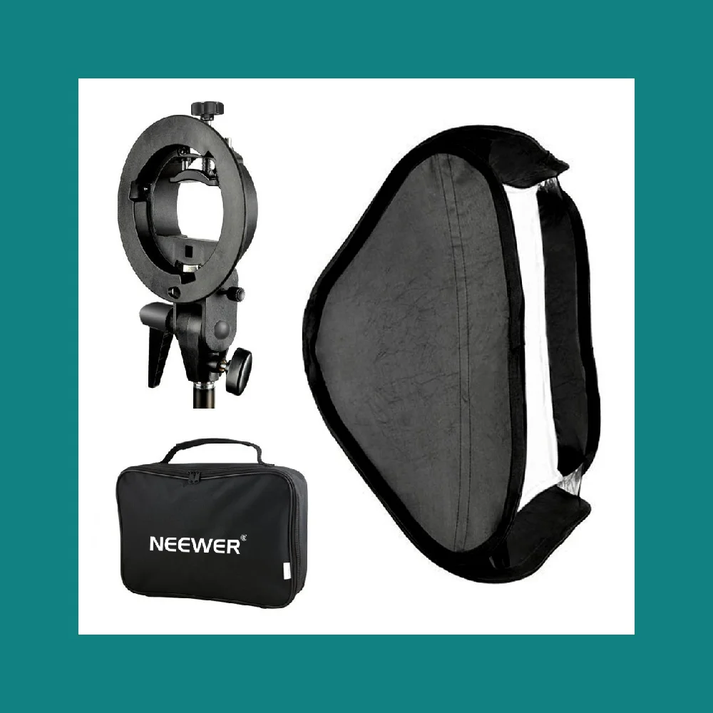 니워 24x24/60x60CM 소프트박스, S형 스피드라이트 플래시 브래킷 마운트 ..