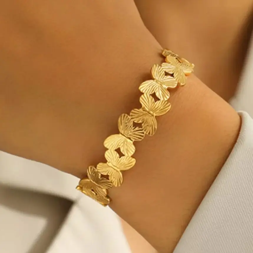 Stainless Steel Butterfly Bangles Bracelet For Women