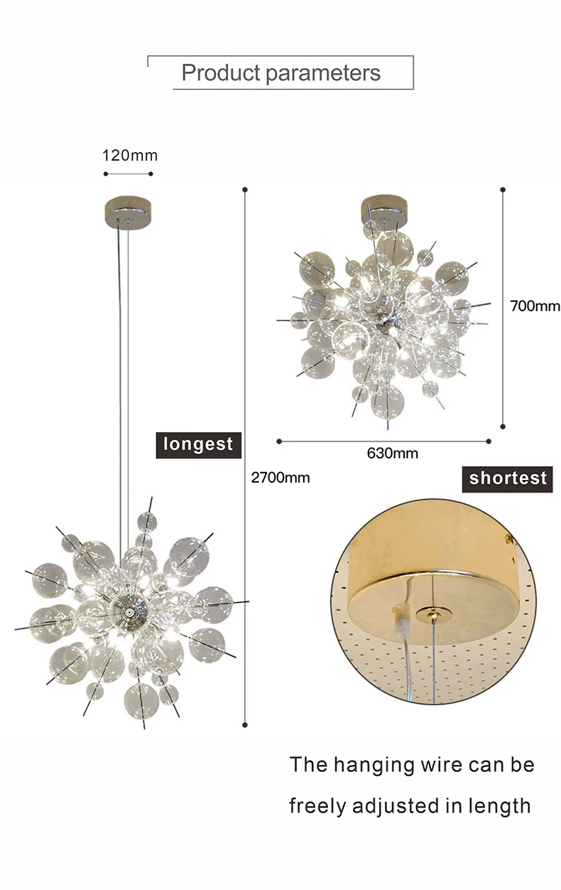 2022 Nordic LED Sea Urchin Dandelion Chandelier Lighting Modern Pendant Lamp Fixture for Restaurant Home Decor G9 110V 240V wayfair chandeliers