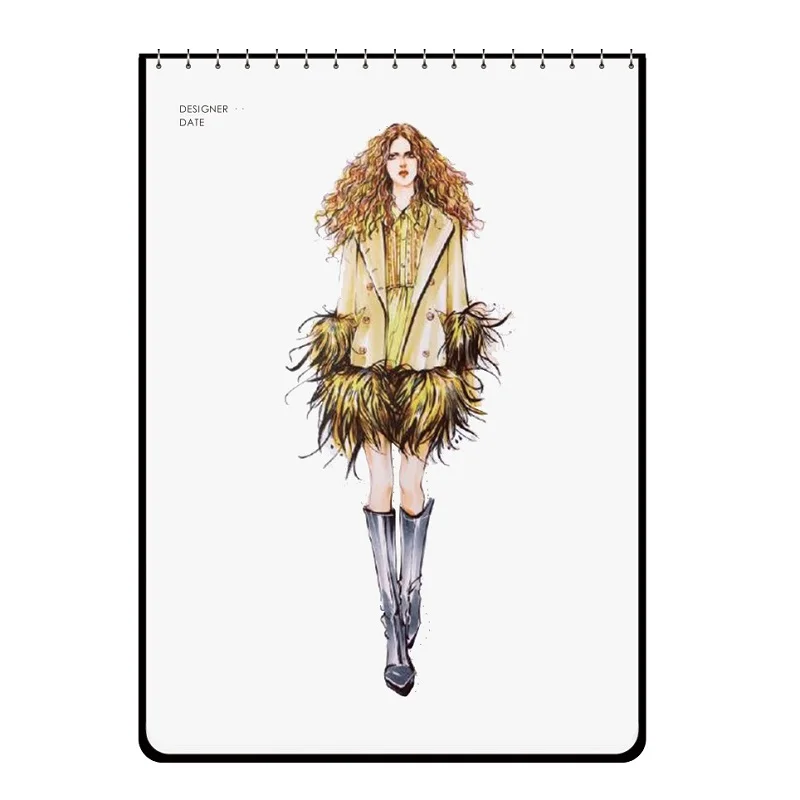 Fashion sketch book A4 fashion women sketch book marker clothing design drawing sketchbooks skateboard dotted human body inspiration sketching paper