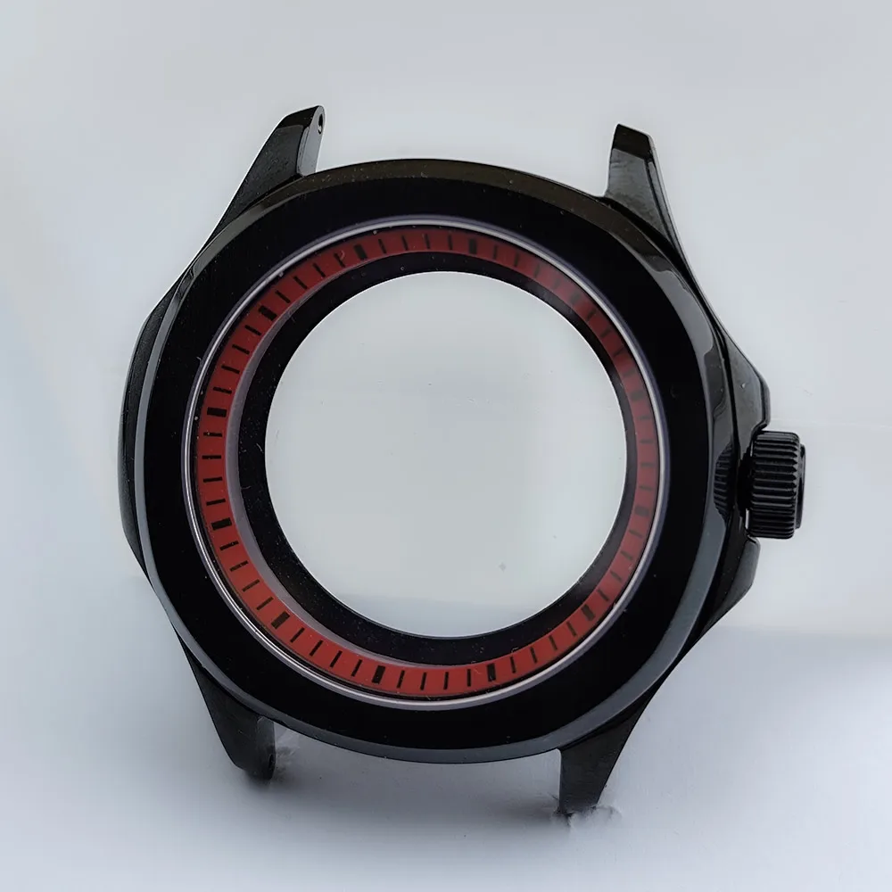 Black Steel Watch Case with Sapphire Glass and Chapter Ring, 39.5mm