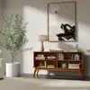 Solid Hardwood 30x64 Mid Century Modern Low Bookcase with 4 Open Shelves Anti-Tip Hardware Functional Storage Unit Living Room 3