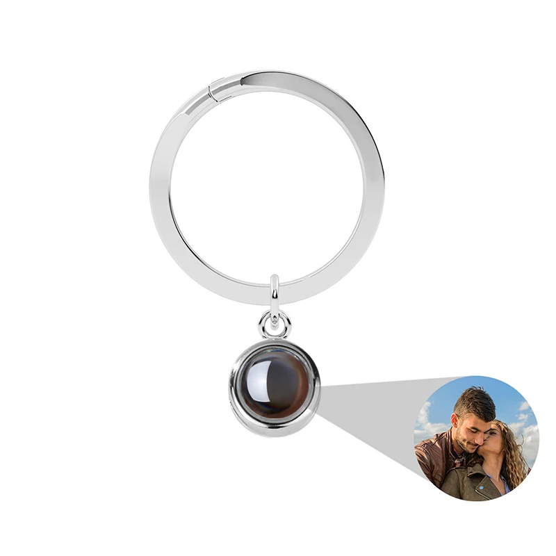 2024 Fashion Personalized Round Photo Projection Keychain Picture Custom Keyring Memorial Gifts for Family Lover Friends