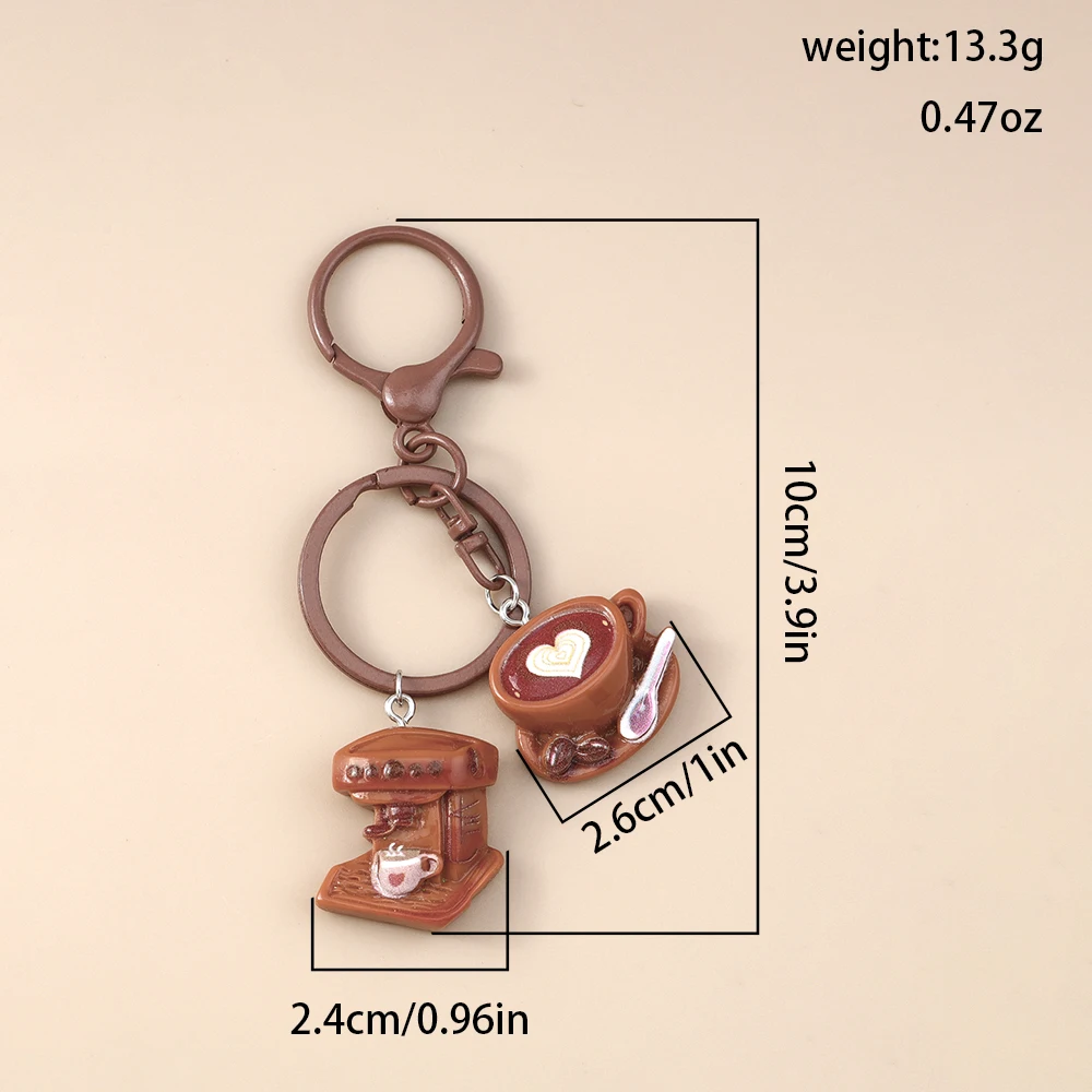 Klassischer Kaffee-Serie-Schlüsselanhänger für Frauen und Mädchen, simuliertes Essen, Schlüsselanhänger, Anhänger, Handtasche, Zubehör, DIY-Schmuck, Dekoration, Geschenk – Detail 4
