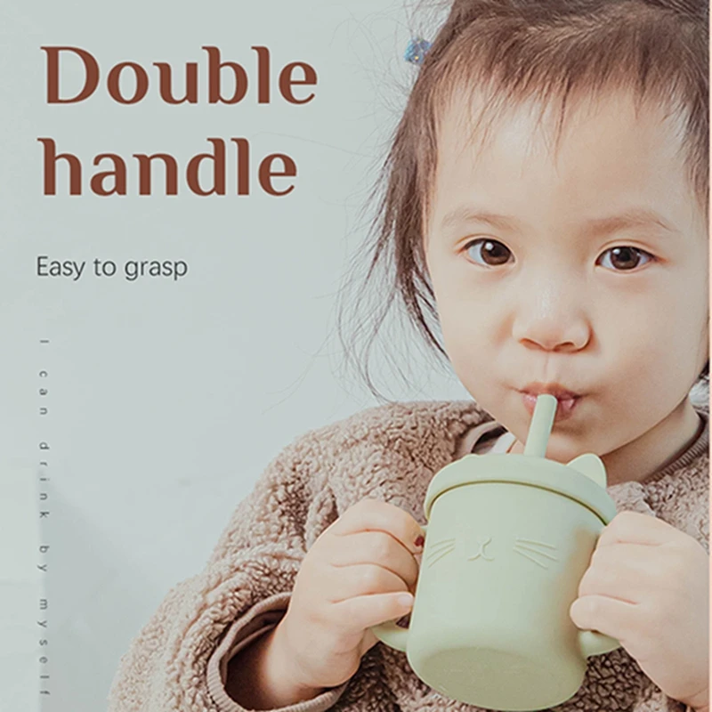  실리콘 빨대 컵, BPA 프리 휴대용 보관 스낵 용기, 수유 컵, 어린이 누출 방지 학습 음료 컵,  선물, 1 개