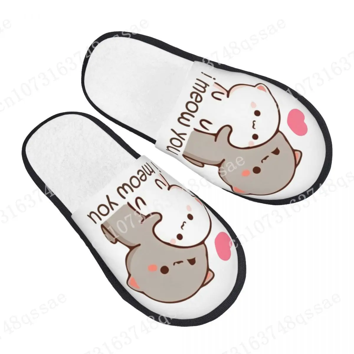 

Симпатичные персиковые домашние тапочки Mochi для спальни, удобные сланцы из пены с эффектом памяти, Нескользящие