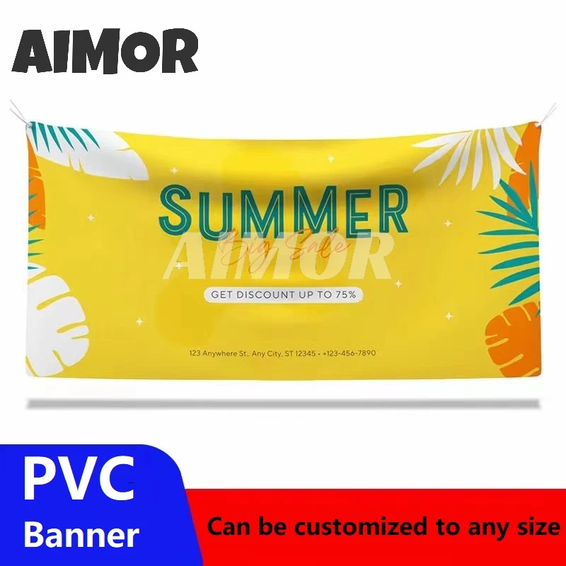 

AIMOR DIY LOGO Pvc Viny Advertising Banner Customization Flex Outdoor Spray Cloth Background Print Publicity Sport Promotion