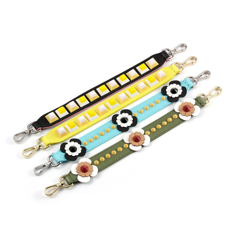 TINBERON Bag Shoulder Strap Accessories Fashion Rivet Handbag Belt Strap Leather Short Wrist Band Luxury Designer Girl Bag Strap