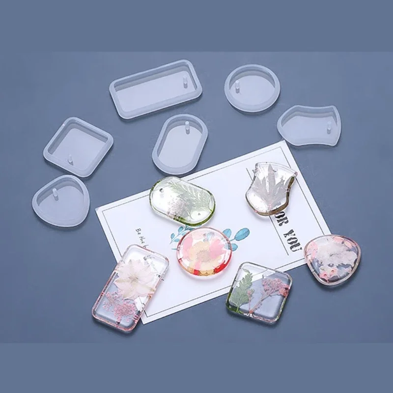 6 Pcs Keychain Epoxy Resin Mold Hanging Pendant Silicone Mould DIY Crafts Jewelry Necklace Casting Mold Drop Shipping
