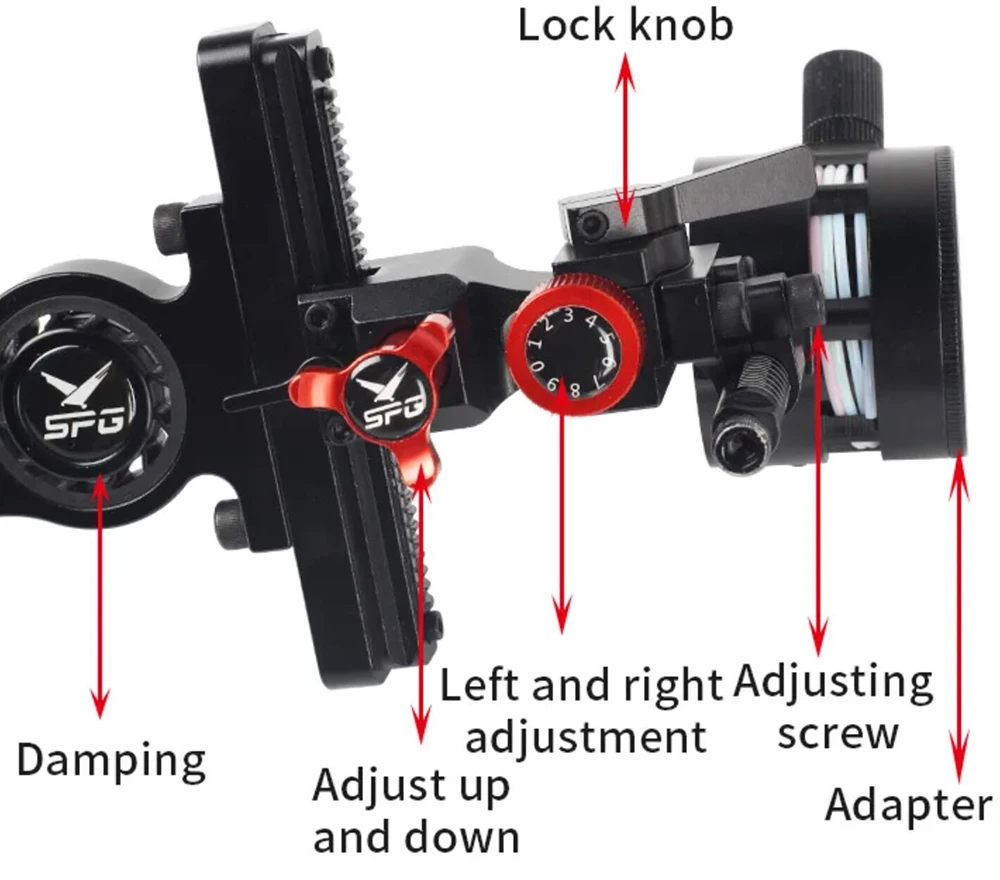 SPG Aluminum Alloy High Precision Adjustable Single Pin Compound Bow Sight Archery Shooting Hunting Accessories archery bow sight