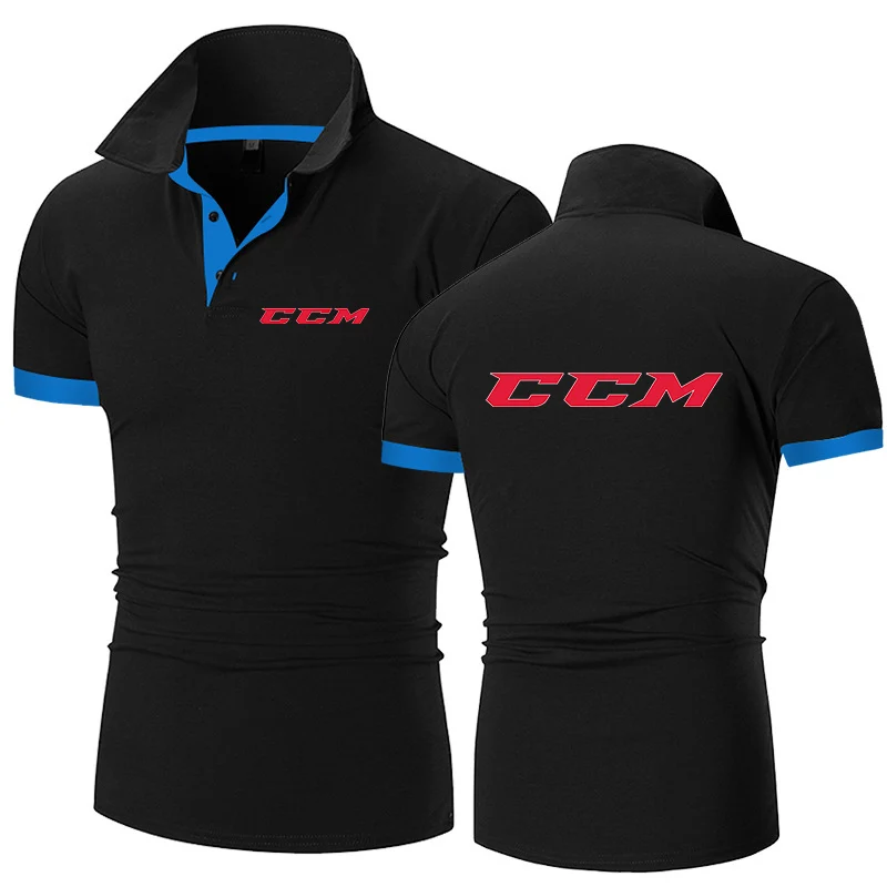 CCM 2023 Fashion Polo T Shirt for Men Silm Business Running Polos Collar Short-sleeved Breathable Button Blouse Summer Clothing