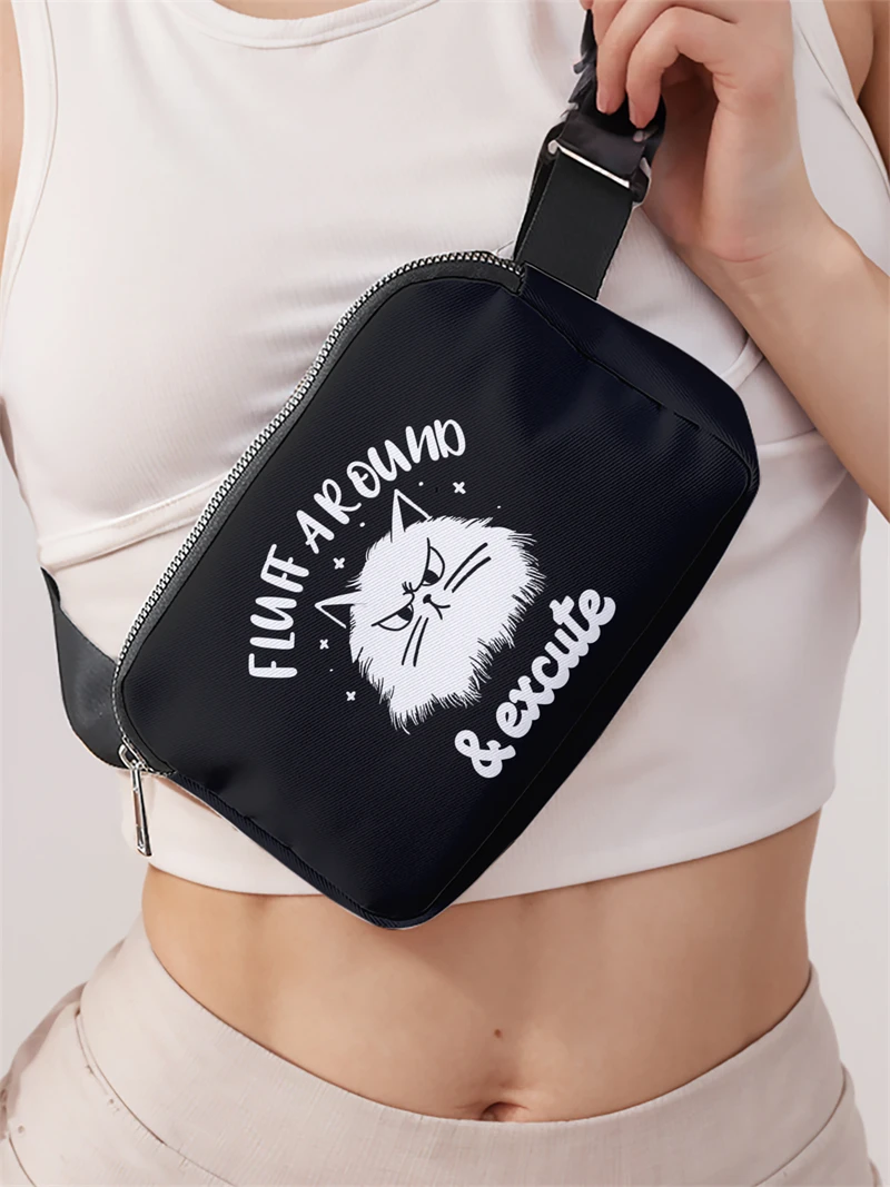 1pc,letter cat fashionable adjustable crossbody bag, neutral sports waist bag, suitable for running