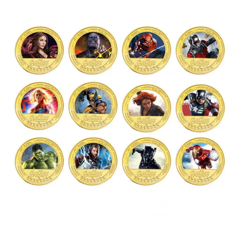 

Marvel Super Hero Series New Coin Anime Figure Iron Man Captain Collection Decoration Crafts Commemorative Coin Holiday Gift