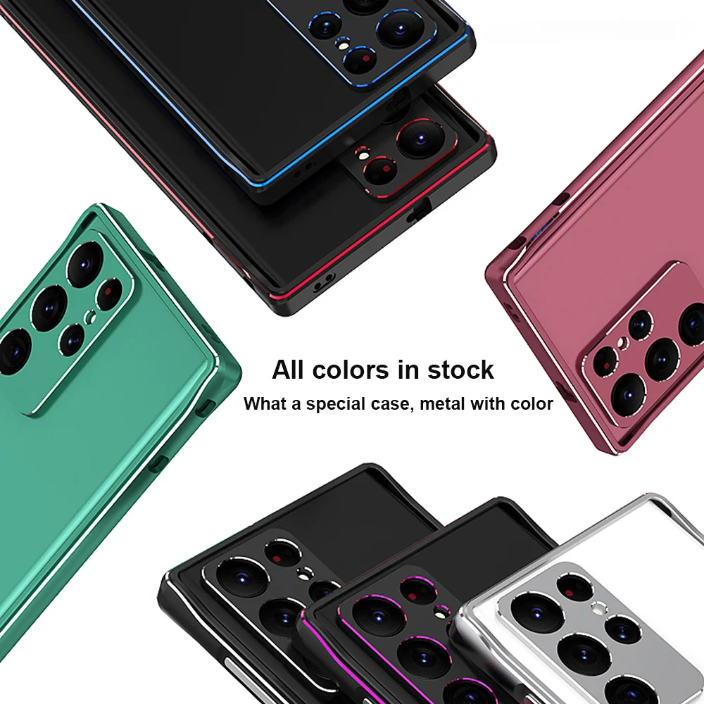 Dropshipping Metal Bumper Aluminum Frame Shockproof Case For Samsung Galaxy S22 Ultra S22Ultra Camera Protector Case Cover Frame