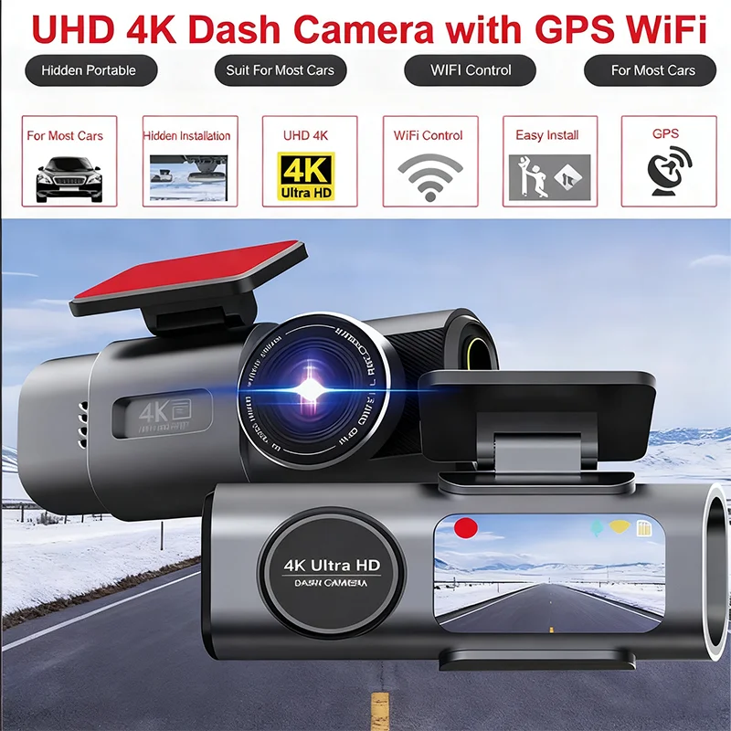 GPS/Rear View Camera Optional Ultra HD 4K Car Front Dash Cam Mini WIFI DVR Black Box Room With 24H Parking Monitor Night Vision