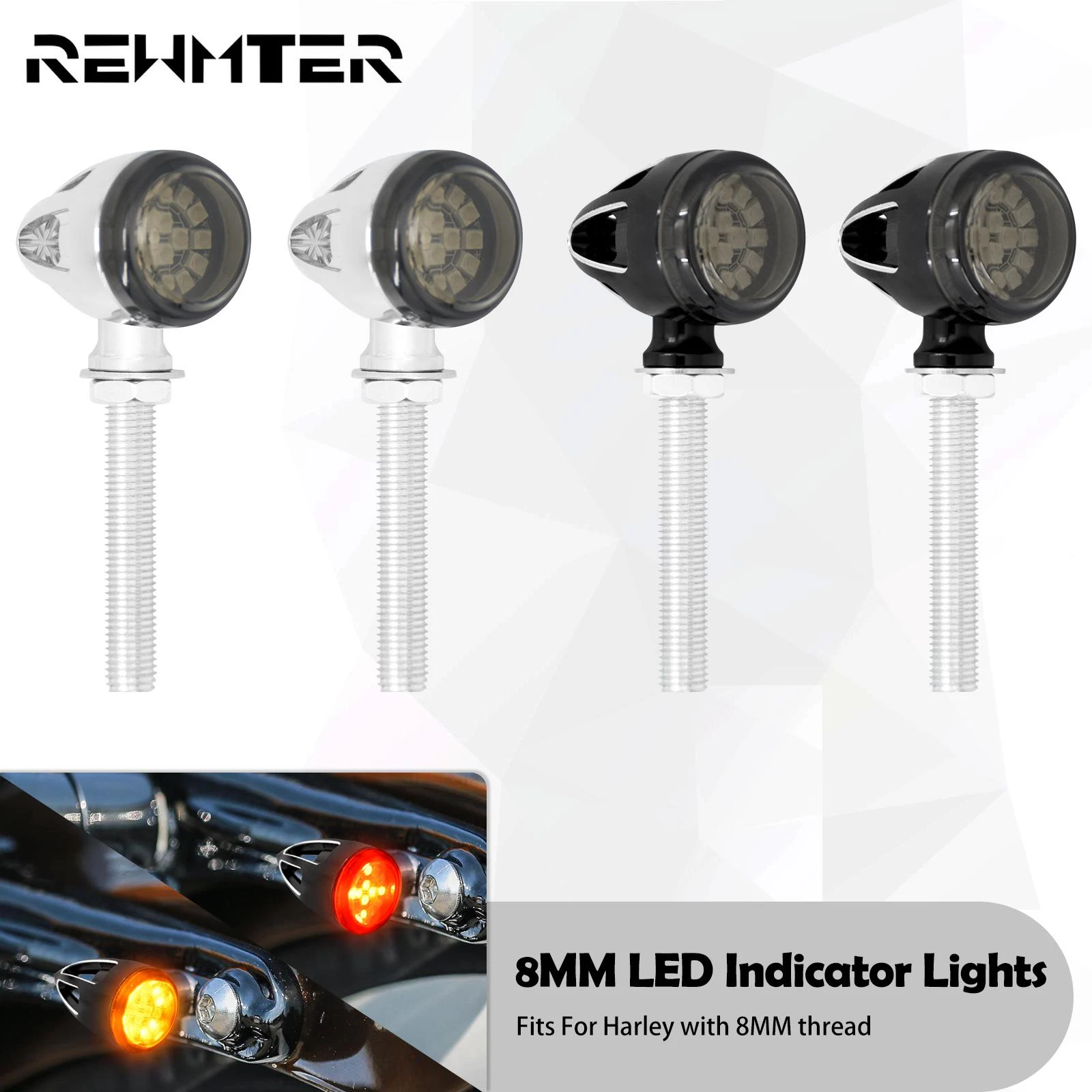 Motorcycle Front Rear LED Bullet Turn Signal Indicators Brake Light