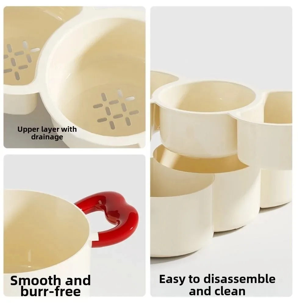 Thickened 2 in 1 Dried Fruit Plate Creative Double-layered Fruit Washing Basin Multi-function Portable Fruit Drain Basket Picnic