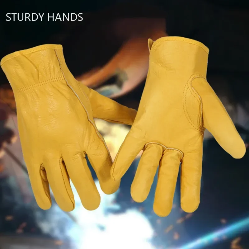 Electric Welder Cowhide Heat-insulating Work Gloves Kitchen Anti-scalding Gloves Outdoor Coldproof Protection Gardening protective gloves