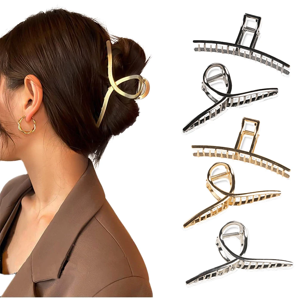 

Metal Large Hair Claw Clips for Thick Heavy Hair Non-Slip Hair Catch Barrette Jaw Clamp Strong Hold Claw Barrettes for Long Hair