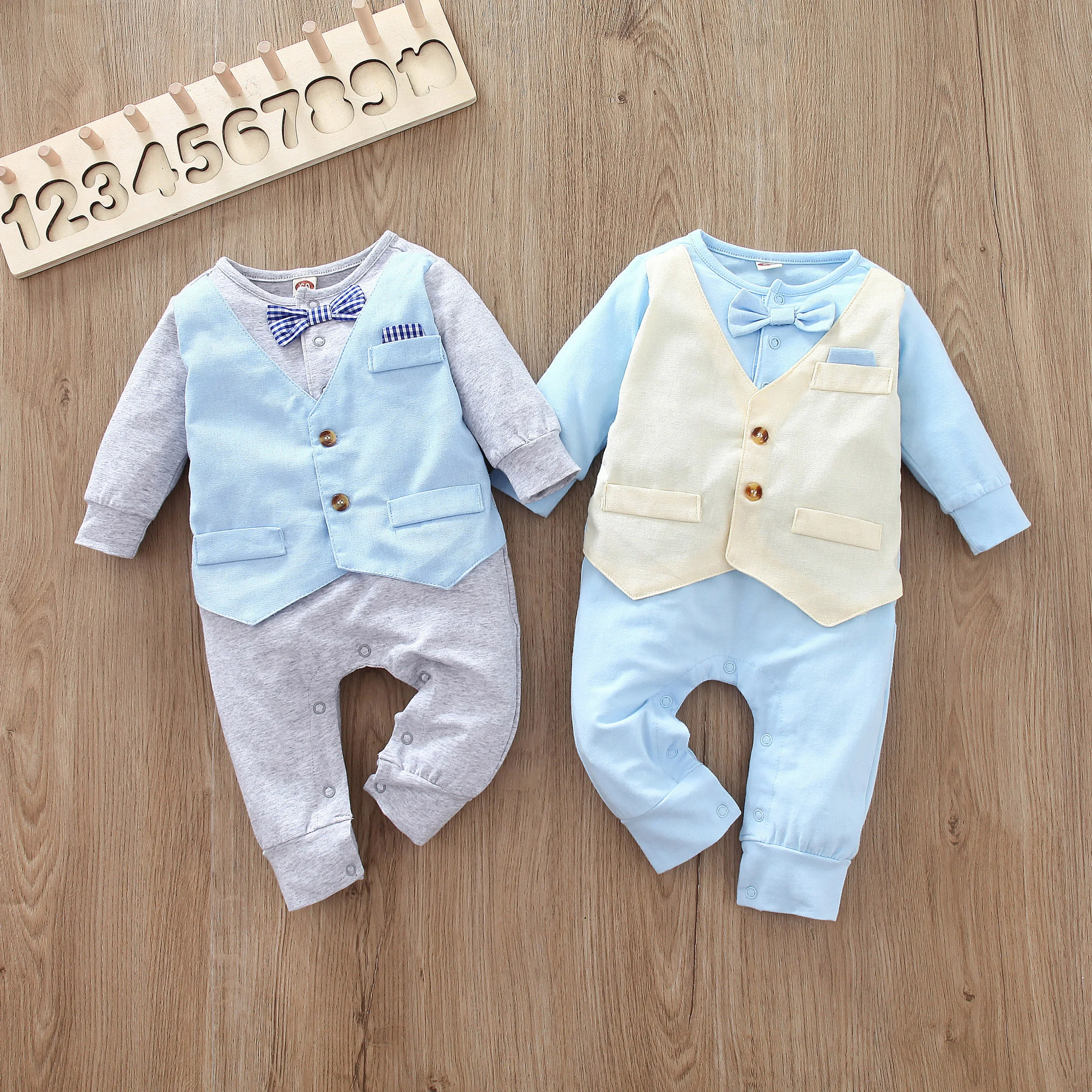 Spring Autumn Baby Boy Romper Newborn Infant Long Sleeve Gentleman Vest Baby Boys Clothes Jumpsuit Outfits Onesies 1