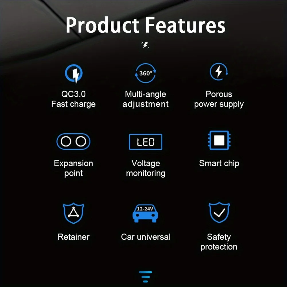 Mehrere Geräte werden gleichzeitig aufgeladen. 3-Port-Autoladegerät-Adapter für Autos mit Digitalanzeige Typ C für iPhone, Samsung, Xiaomi – Detail 7