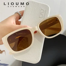 

LIOUMO Fashion Square T-shaped Sunglasses Women Men Driving Glasses Anti-Glare Goggles Gradient Tea Trendy Shades gafas de sol