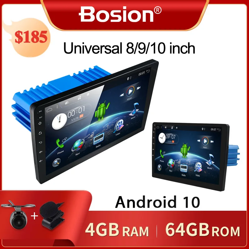 

Автомагнитола Bosion Android 10,0, универсальный автомобильный DVD-плеер 9 "10,1", GPS-навигатор, автомобильные аксессуары, Авторадио с IPS-экраном, DSP 4 ГБ, 64 ГБ