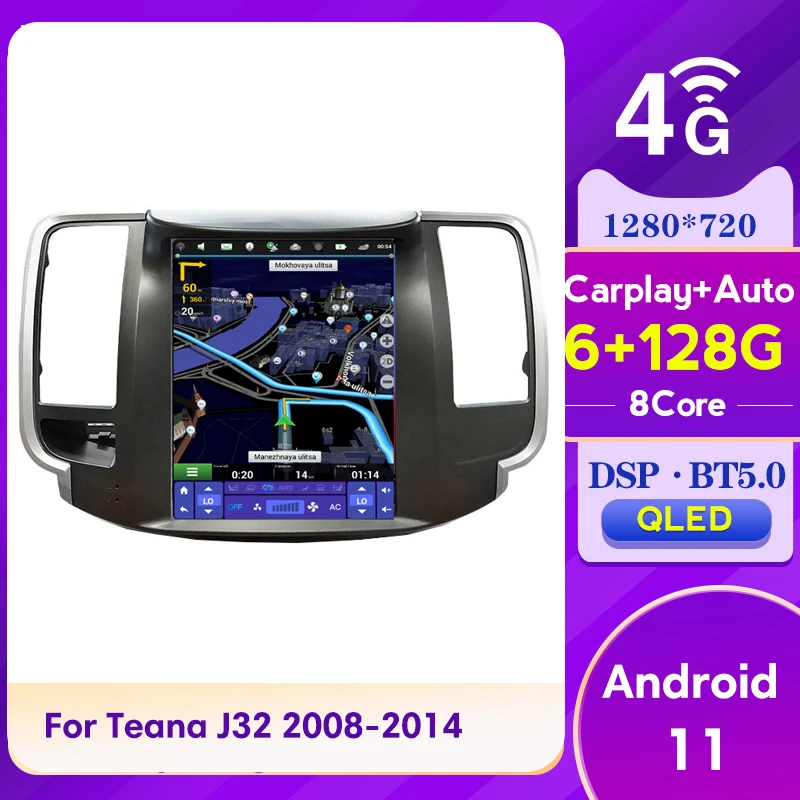 

2 Din Android 12.0 Car Radio For Nissan Teana J32 2008-2014 Multimedia Video Player Navigation 4G Carplay Head Unit Split Screen