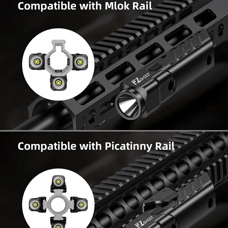 Tactical Flashlight 1700 Lumens Strobe Mode Fit M-Rail Picatinny Rail Magnetic Rechargeable pistol flashlight For Rifle