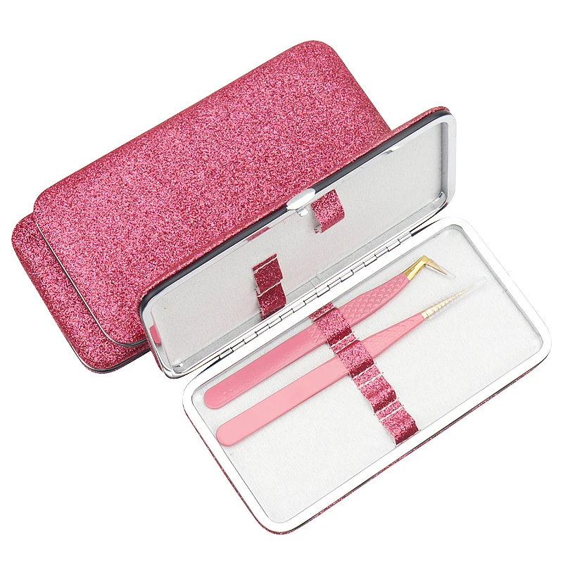 Eyelashes Tweezers Bag Set Precision Stainless Steel Clip Lashes Extension Application Tools Tweezer Storage Protective Box 2