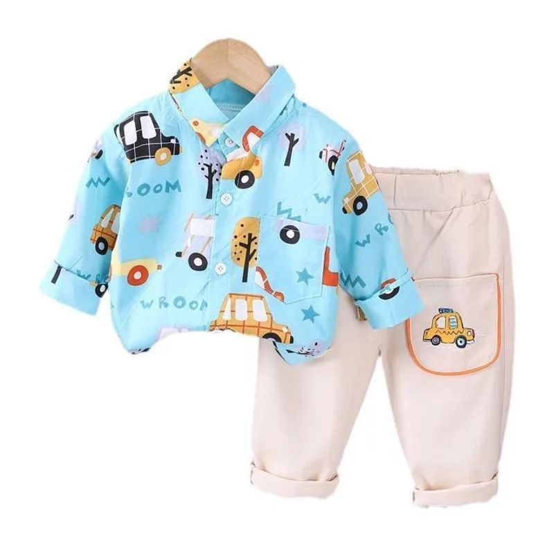 

New Spring Autumn Fashion Baby Boys Clothes Suit Children Shirt Pants 2Pcs/Sets Toddler Casual Cartoon Costume Kids Sportswear