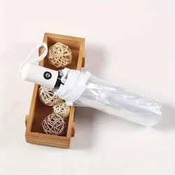Compact Fully Automatic Transparent Folding Umbrella - Portable and Rainproof Design (White)