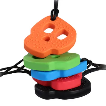 New Sale Baby Teether Rainbow Wristband Robot Sensory Chew Necklace for Teething Autism Biting Chewing Baby Care BPA Free Beads 3