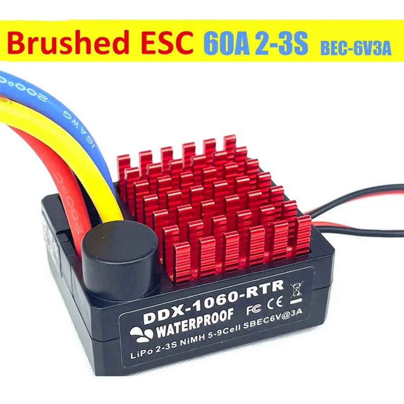 방수 60A ESC -1060-RTR 브러시드 전자 속도 컨트롤러 BEC 5V/2A 1/10 RC 자동차 트럭 540 550 모터 RC C-ELEC용