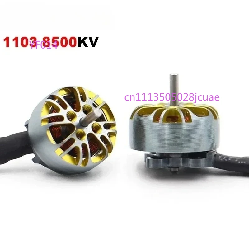 Moteur brushless 1103 8500KV avec hélice tripale, idéal pour drone Tiny Whoop en vol stationnaire.