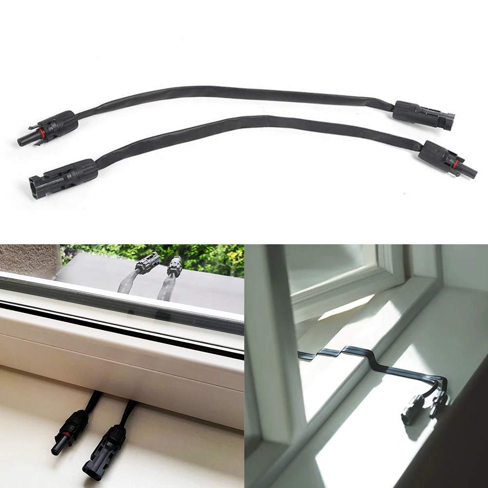 1 Pair Flat Solar Cable Solar Connector Home Yard Office Balcony Solar Panel Connector Adapter Quickly Connect 35/50/100cm