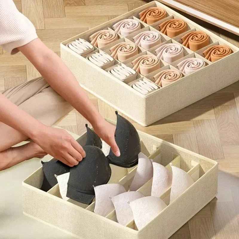 Description Picture 2 of item1-2Pcs Underwear Storage Boxes Socks Clothes Storage Organizer Non-woven Fabric Drawer Type Panties Three-piece Set Box Box Home