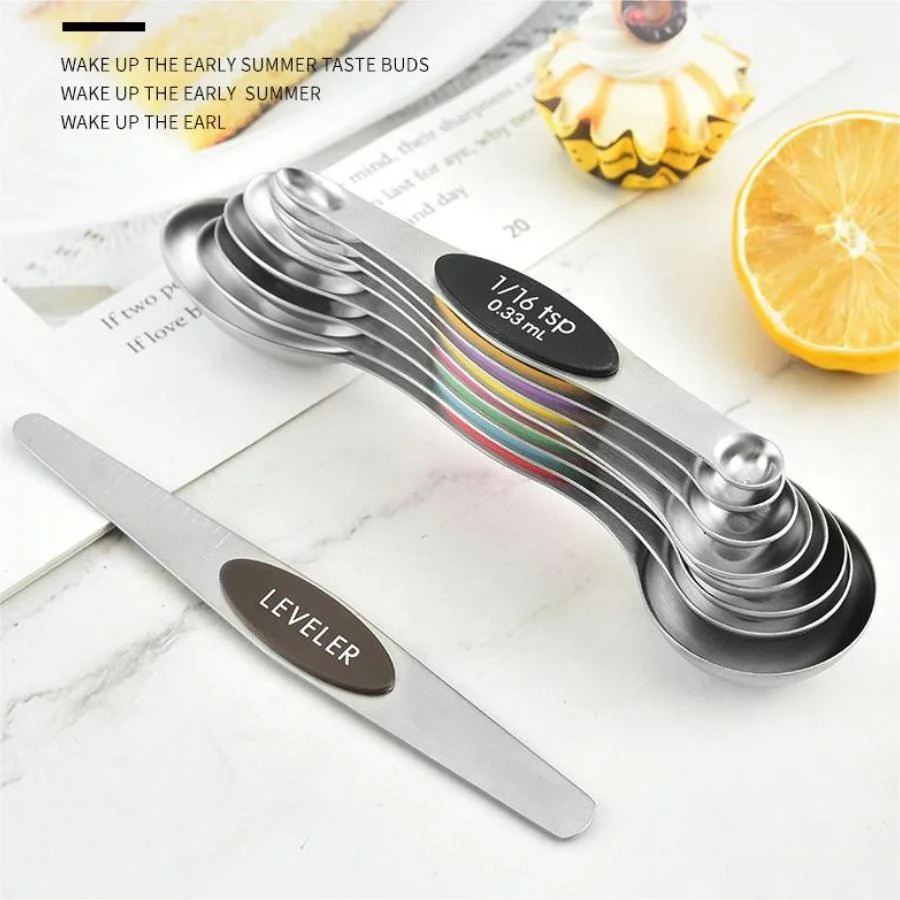 Magnetic measuring spoon set double-sided stainless steel suitable for seasoning cans 8-piece set kitchen measuring spoons,measuring spoon set,measuring cup and spoon set