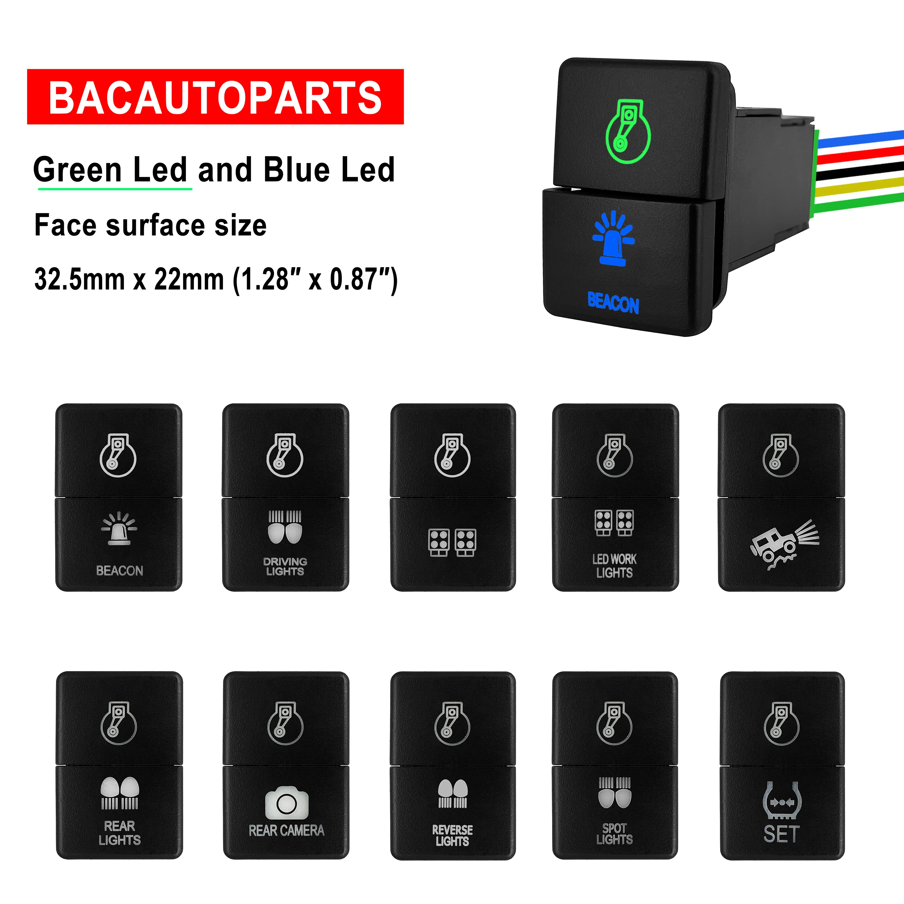 Doppio Led Spingere Interruttore 12V On Off Di Aria Comp & Off Road Luci Blu E Verde Per La Toyota 4Runner Hilux Rav4 Prado