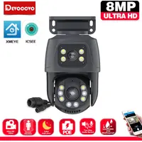 8MP 4K Dual Lens POE IP Camera PTZ Dual Screens Smart Home 360° PTZ Wired Video Surveillance Camera Human Detection CCTV ICsee