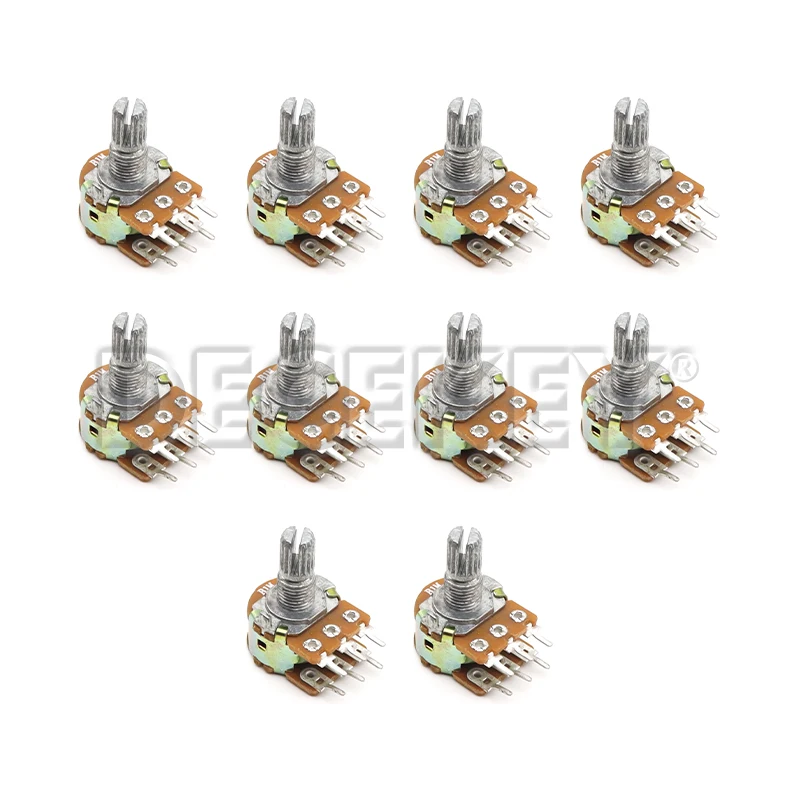 Potentiometer Kit Linear Potentiometer 10PCS WH148 6Pin 15mm Shaft Nuts Washers B1K-B1M