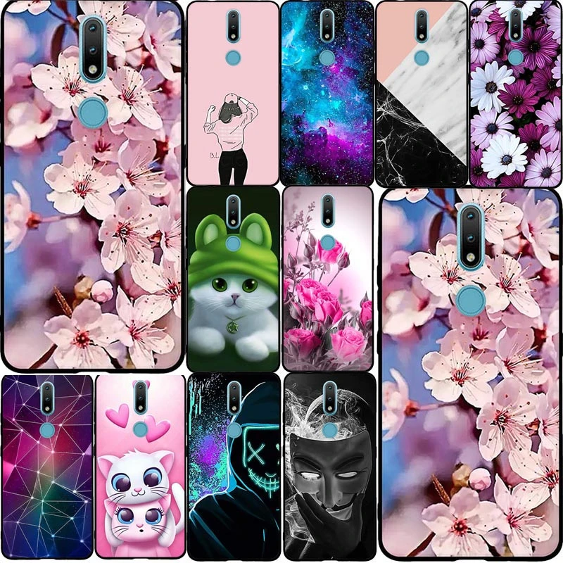 For Nokia 2.4 Nokia2.4 TA-1277 TA-1275 TA-1274 TA-1270 Case Soft TPU Silicone Flowers Coque For Nokia 2.4 Nokia2.4 Cover Funda iphone waterproof bag