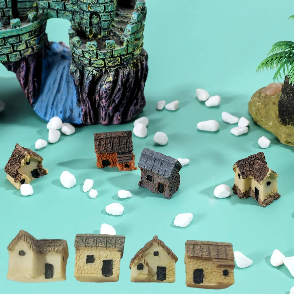 4 Pz/Set Miniature Fairy Garden Stone Houses Mini Cottage House Miniature Decor Accessori Kit Di Decorazioni Per Il Giardinaggio