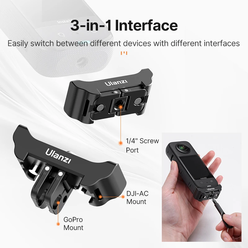 Insta360 X2/X3 X4 플레이트 어댑터용 Ulanzi 퀵 릴리스 마운트 베이스(DJI-AC 1/4 나사 포함) 파노라마 액션 카메라 액세서리
